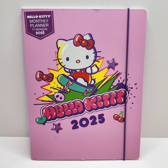 Hello Kitty 2025 Planner | 17 Months | Pocket Folder, Notes, Skateboard, NEW - Picture 1 of 11